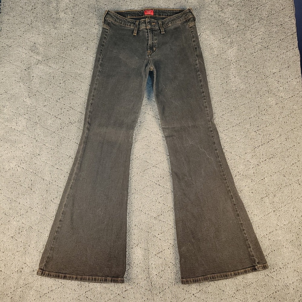 VTG Mossimo Jeans Womens 9 Black Bell Bottom Bareback Low Rise Denim Y2K Hippie